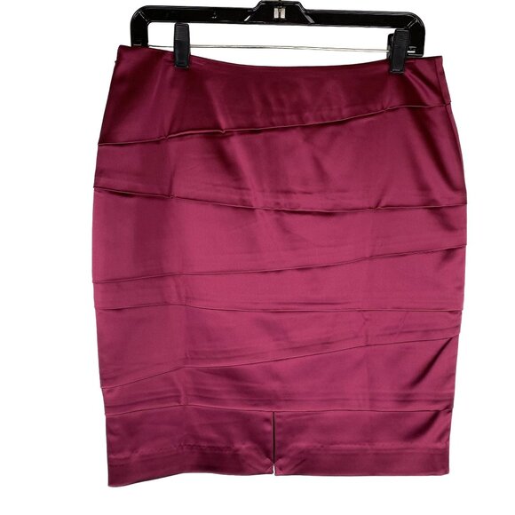 WHBM Womens Size 8 Burgundy Old Money Classic Ruched Formal Preppy Pencil Skirt - Picture 3 of 14